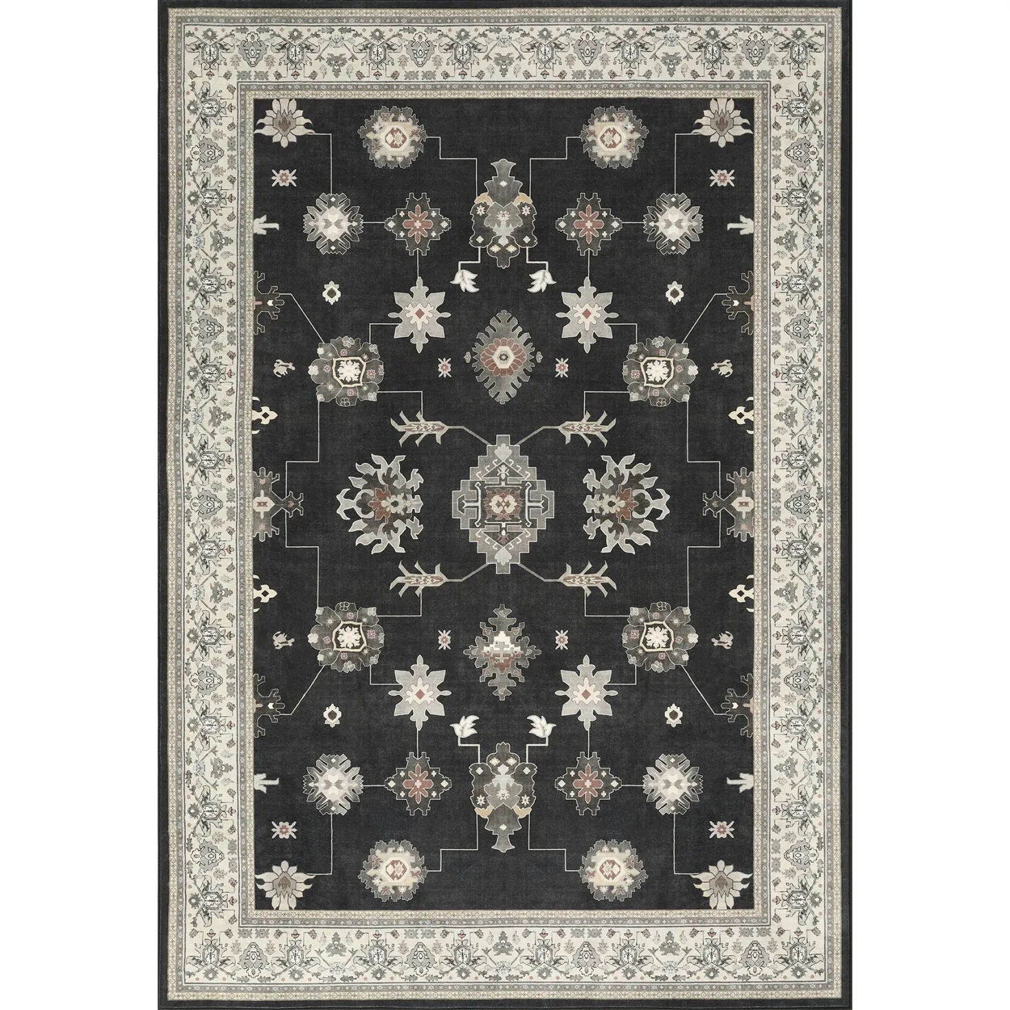 5x7/8x10/9x12 Boho Washable Area Rug, Farmhouse Vintage Ultra Thin Indoor Non-Slip Carpet for Living Room, Oeko-Tex Certified