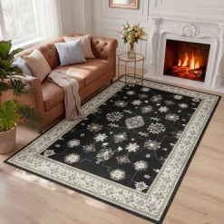 5x7/8x10/9x12 Boho Washable Area Rug, Farmhouse Vintage Ultra Thin Indoor Non-Slip Carpet for Living Room, Oeko-Tex Certified