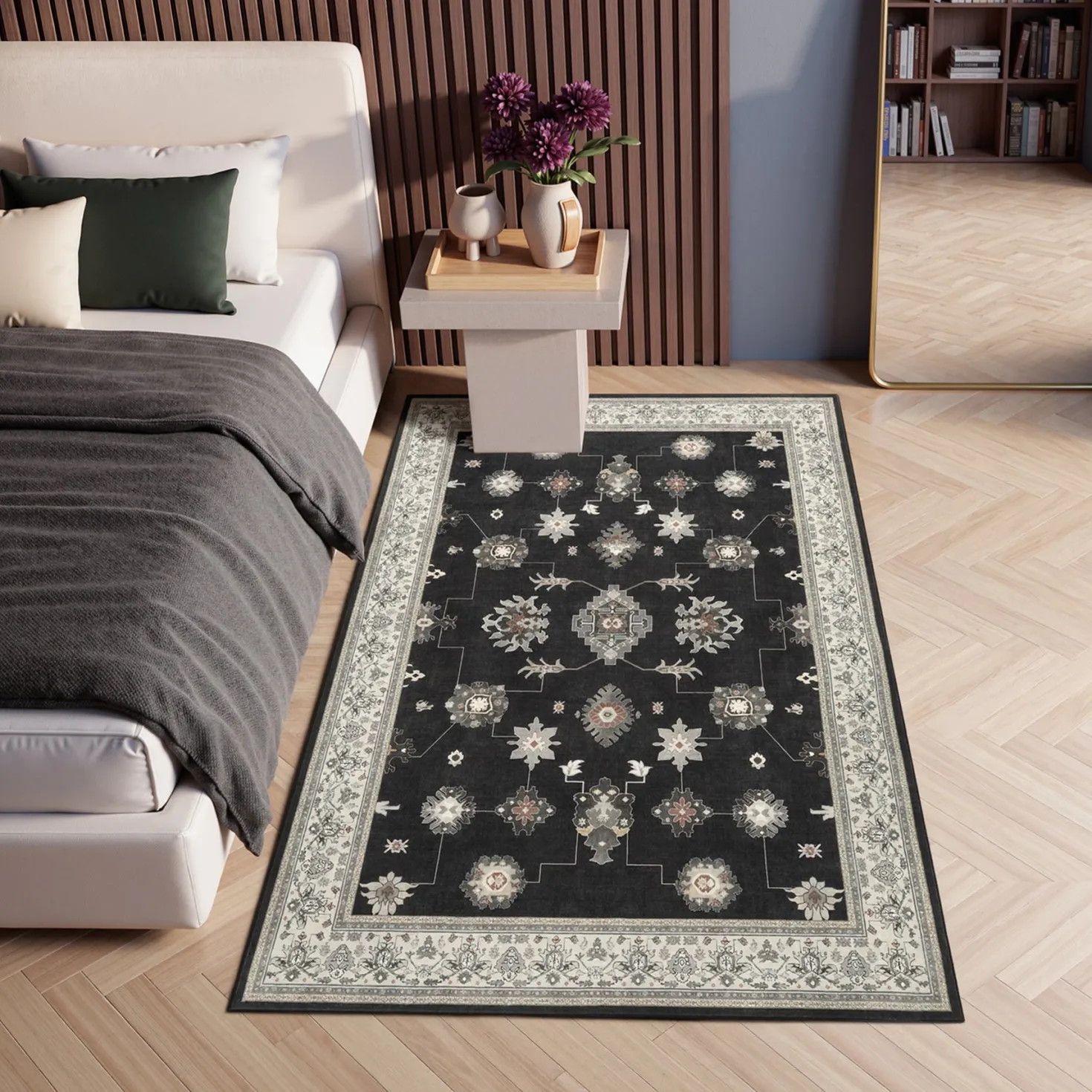 5x7/8x10/9x12 Boho Washable Area Rug, Farmhouse Vintage Ultra Thin Indoor Non-Slip Carpet for Living Room, Oeko-Tex Certified
