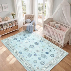 5x7/8x10/9x12 Boho Washable Area Rug, Farmhouse Vintage Ultra Thin Indoor Non-Slip Carpet for Living Room, Oeko-Tex Certified