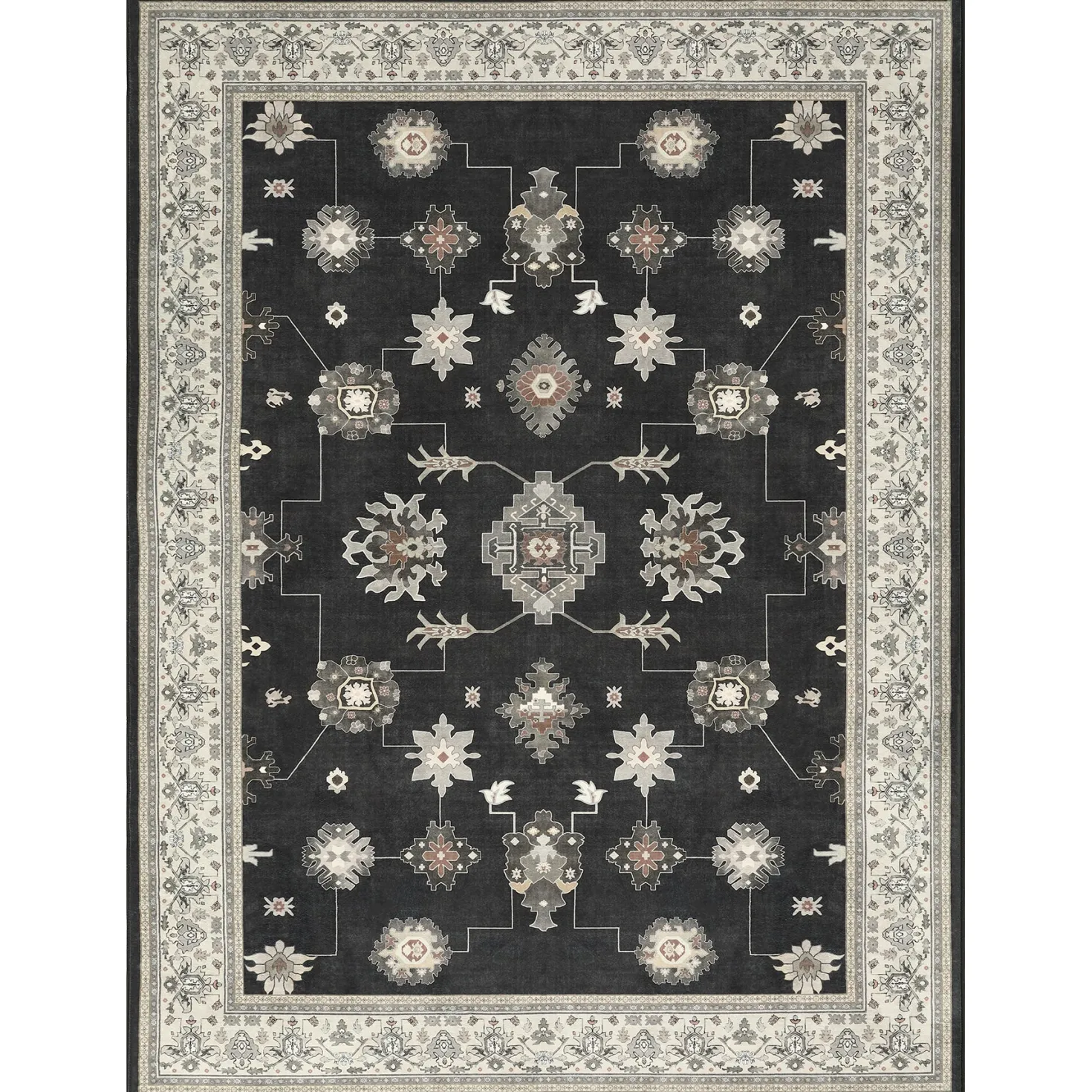 5x7/8x10/9x12 Boho Washable Area Rug, Farmhouse Vintage Ultra Thin Indoor Non-Slip Carpet for Living Room, Oeko-Tex Certified