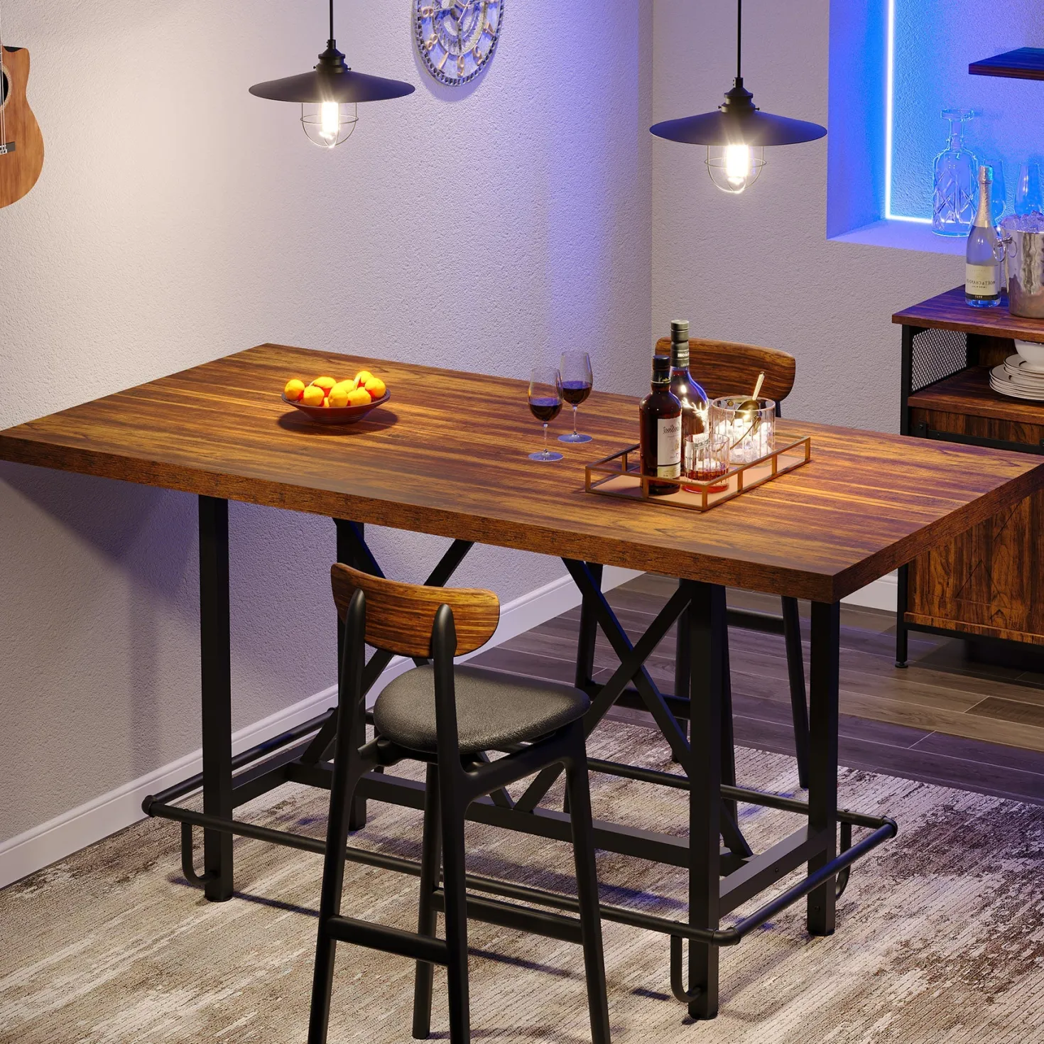 62.99" Bar Table, Farmhouse Pub Bar Counter Height Table(without Footrest)