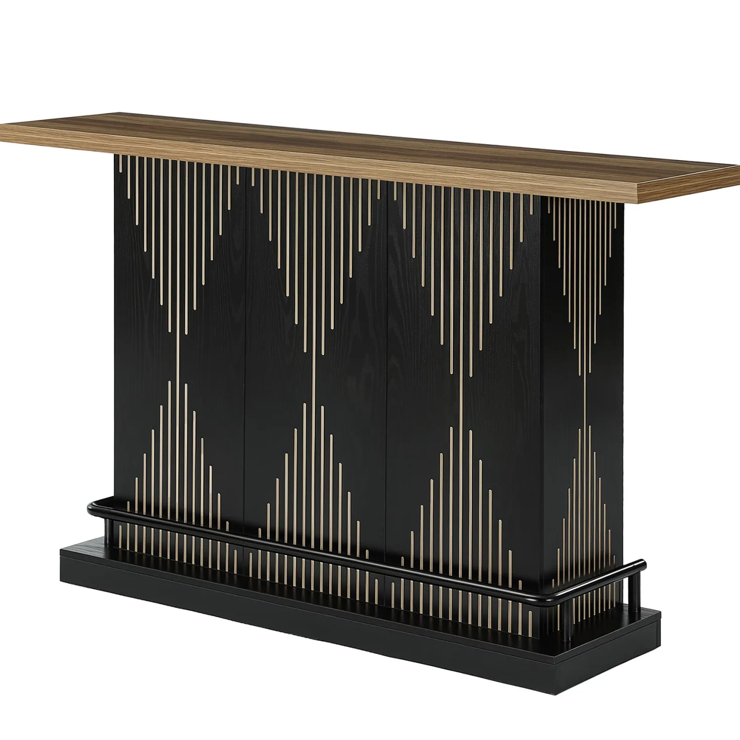 63" Bar Table, Rectangular Home Bar Unit with 2-Tier Storage Shelf for Kitchen