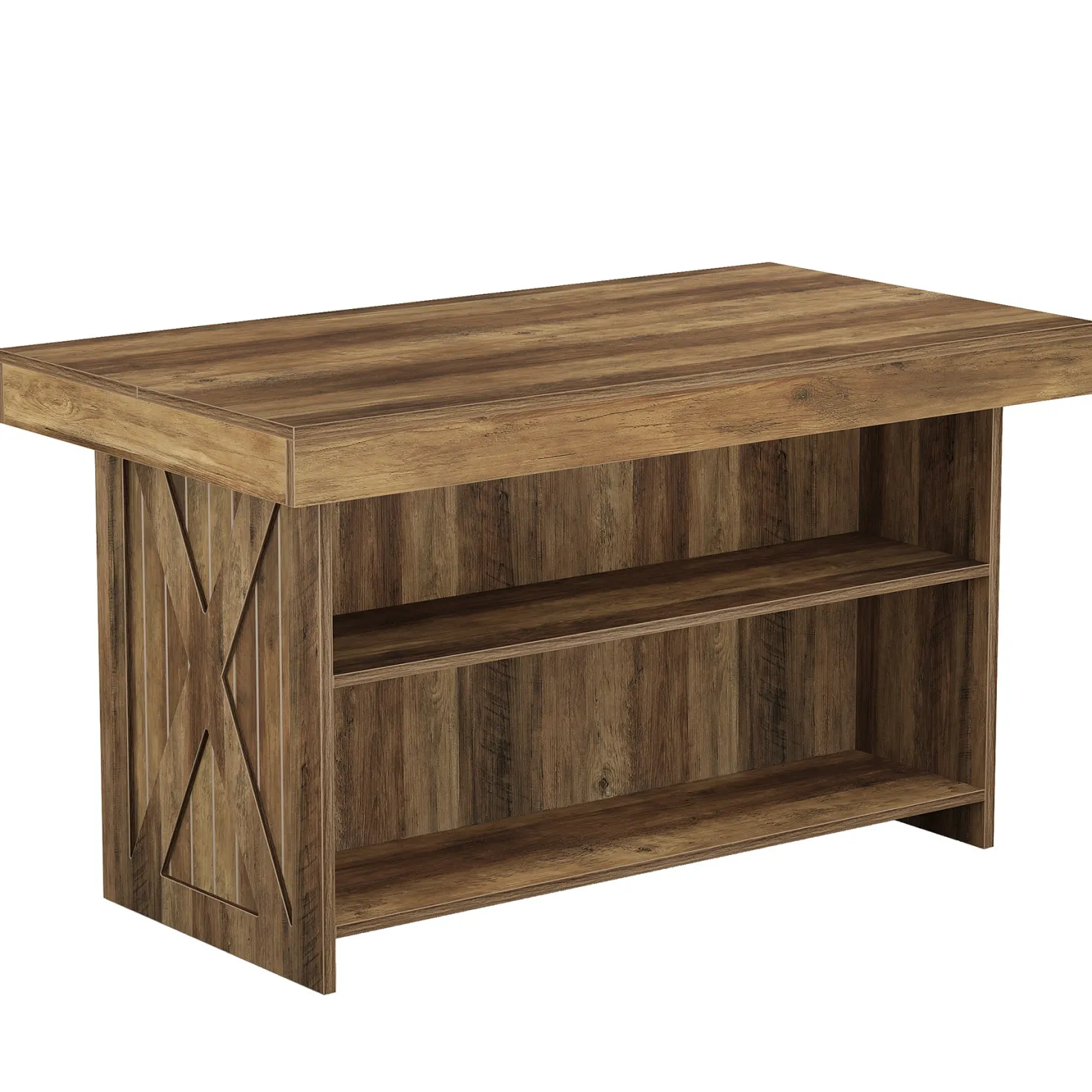 55.12" Bar Table, 3-Tier Home Bar Unit with Storage Shelves for Kitchen