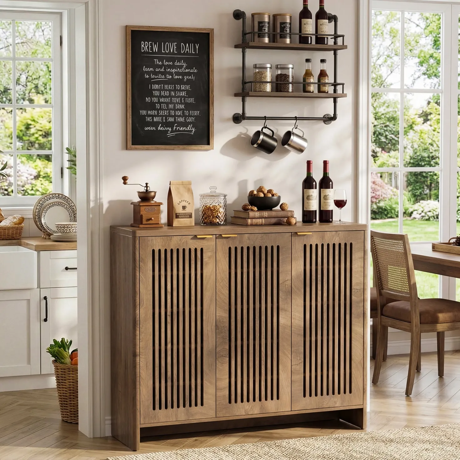 47" Buffet Cabinet with Storage, Sideboard Cabinet with Adjustable Shelves & Doors for Dining Room