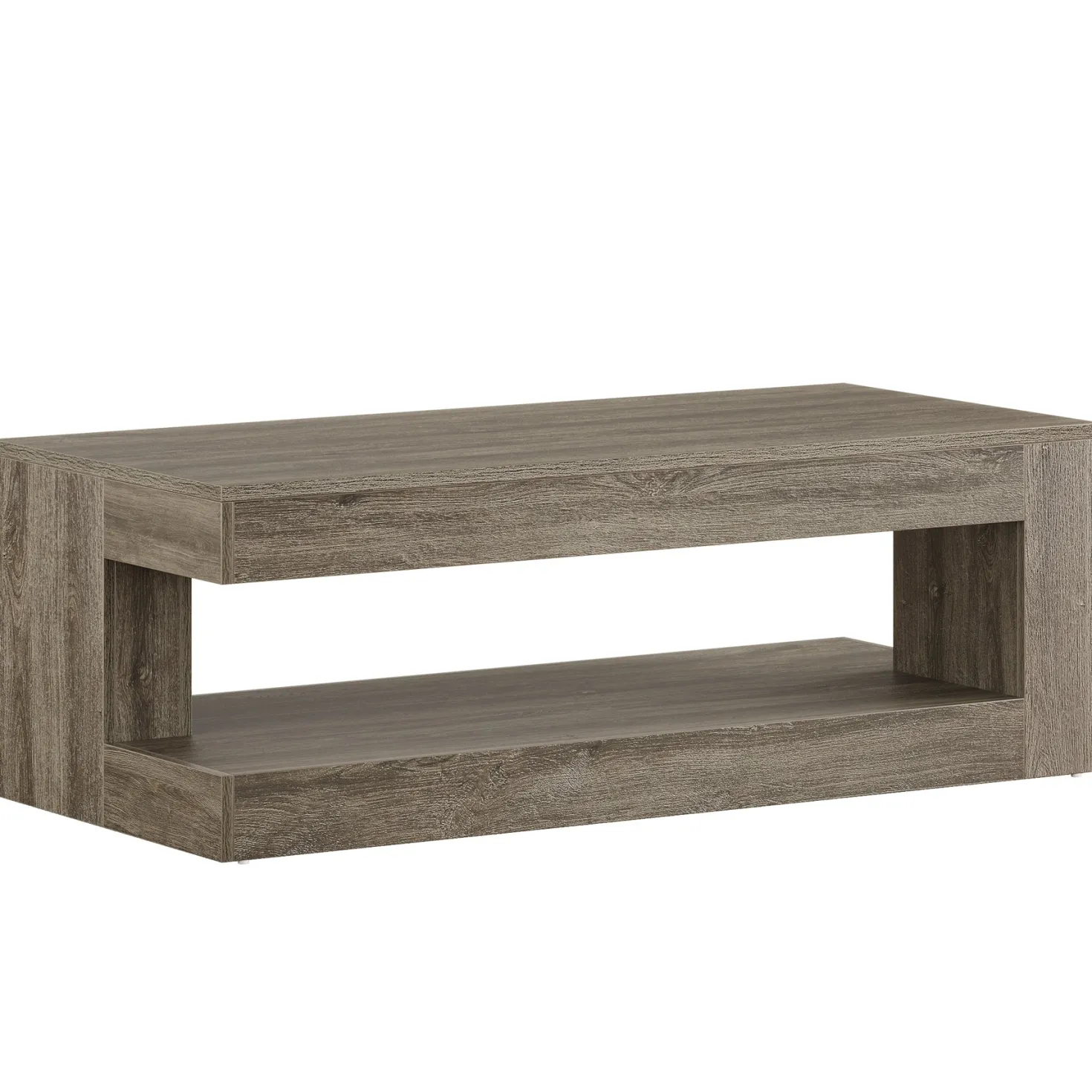 47.24" Coffee Table, Farmhouse 2-Tier Tea Cocktail Table with Storage