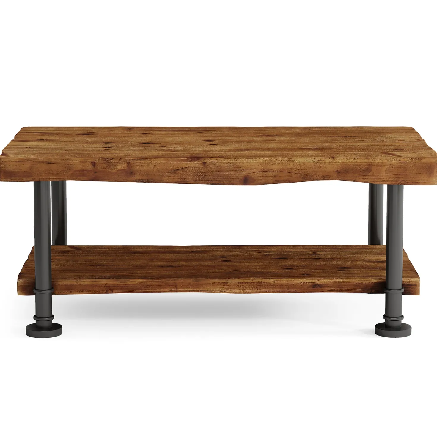 47" Coffee Table, Rectangular Wood Accent Center Table with 2-Tier Shelf