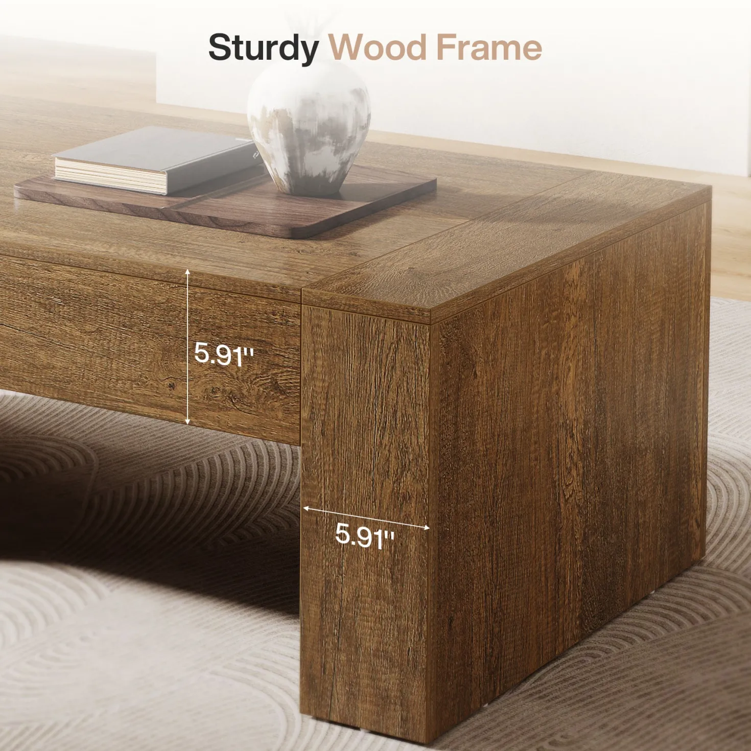 51" Coffee Table, Wood Center Table Simple Cocktail Tea Table