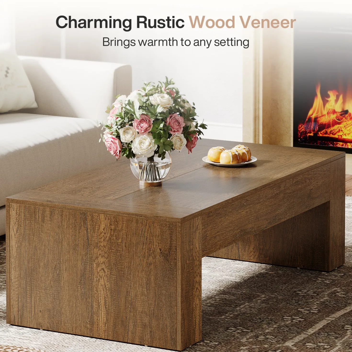 51" Coffee Table, Wood Center Table Simple Cocktail Tea Table