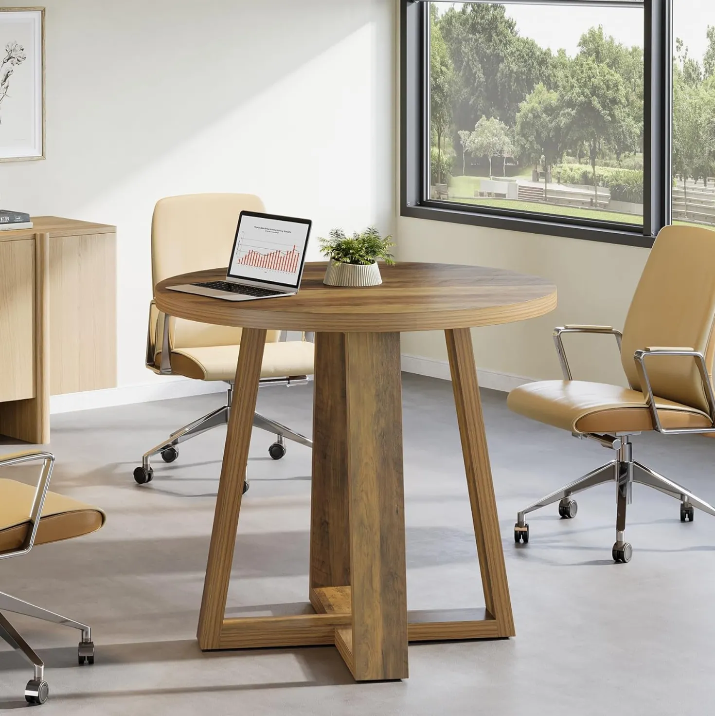 31.5" Conference Table, Farmhouse Home Office Meeting Desk for 2-4