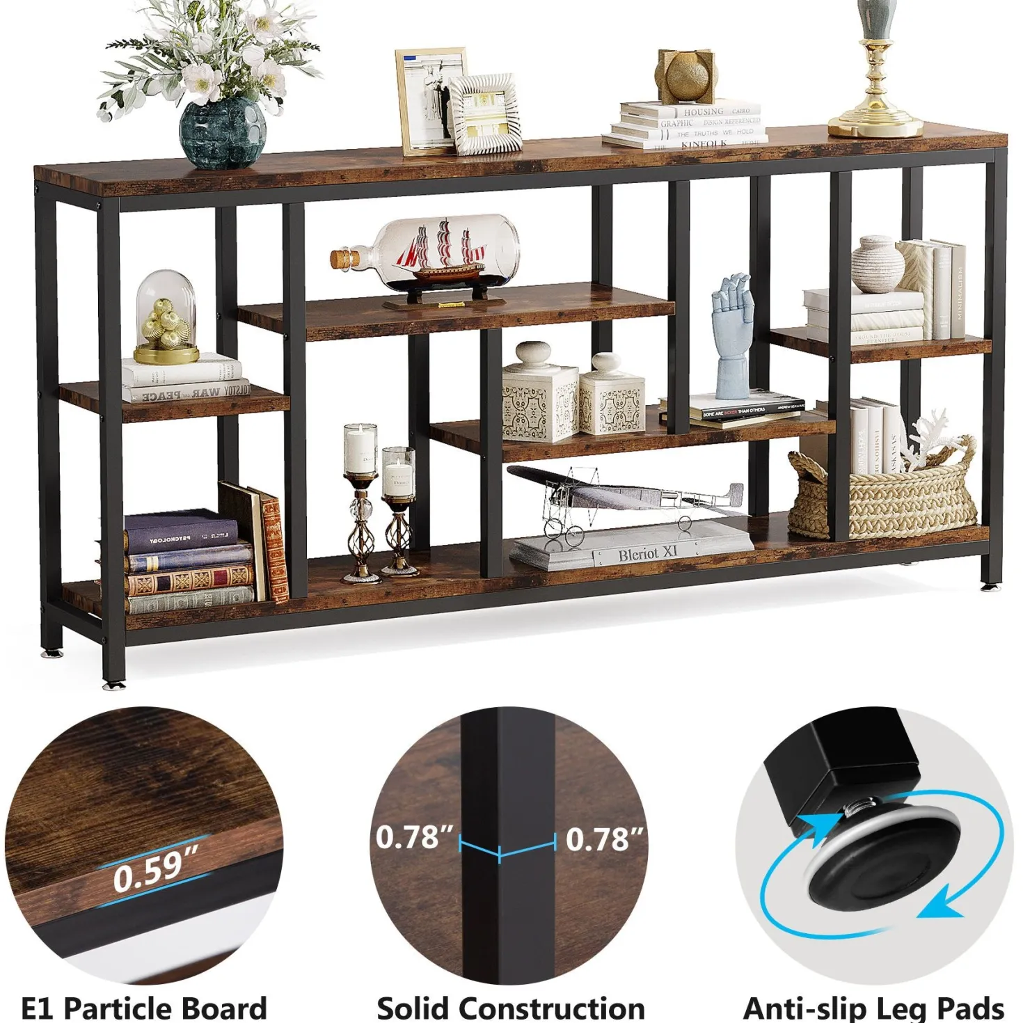 70.9" Console Table Entryway Sofa Table with Storage Shelves