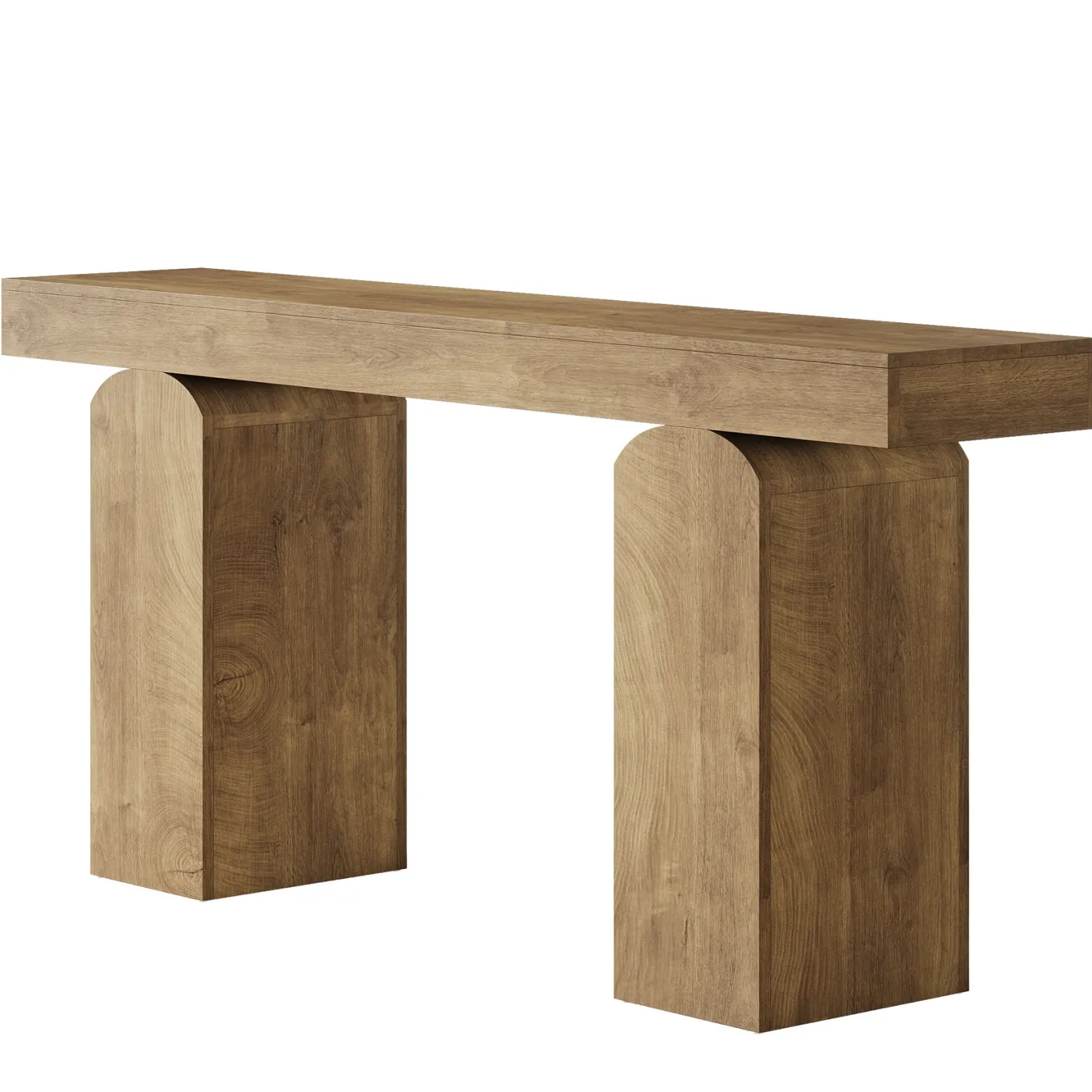 63" Console Table, Farmhouse Entryway Table with 2 Arched Pedestal Legs