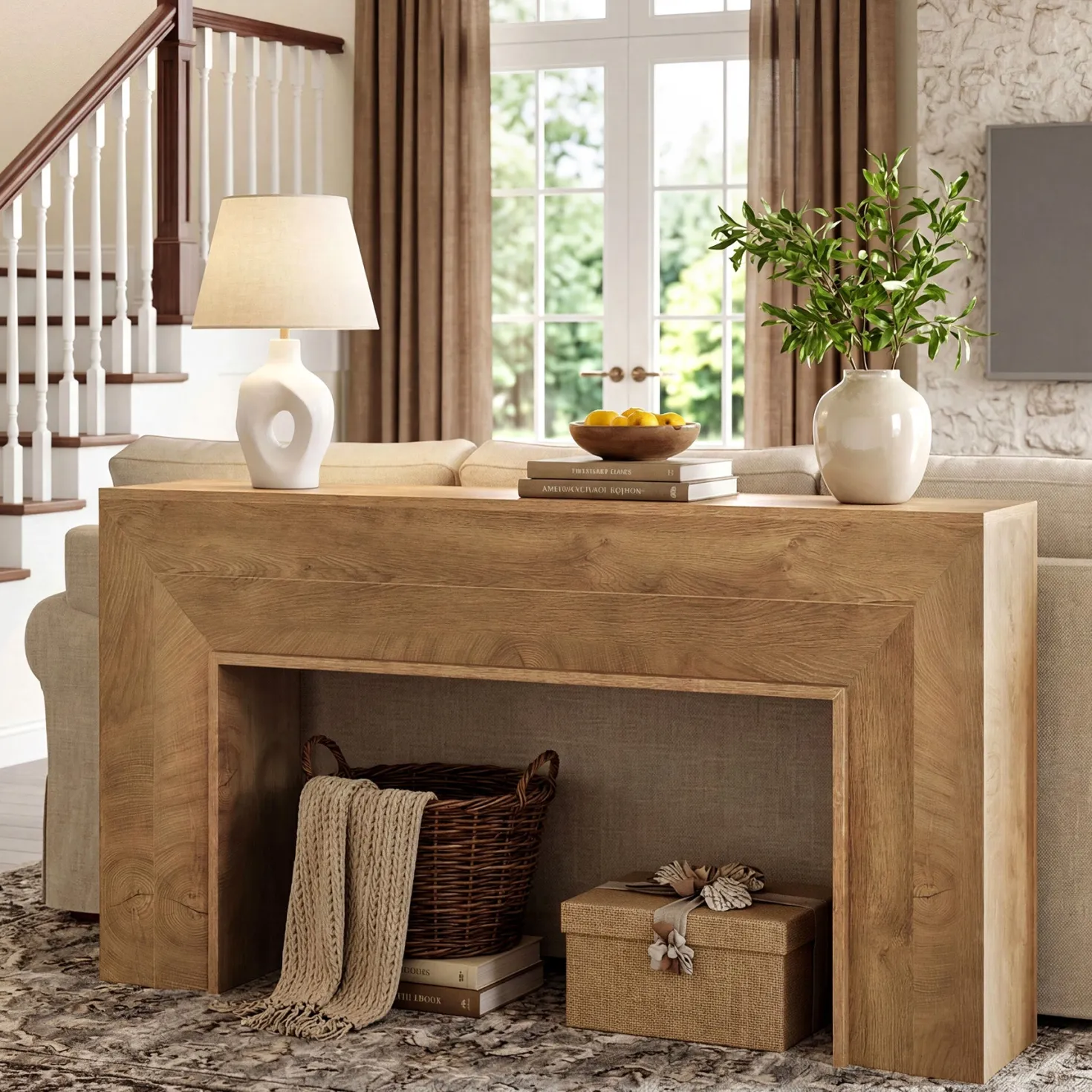 63" Console Table, Farmhouse Entryway Sofa Table for Hallway, Living Room