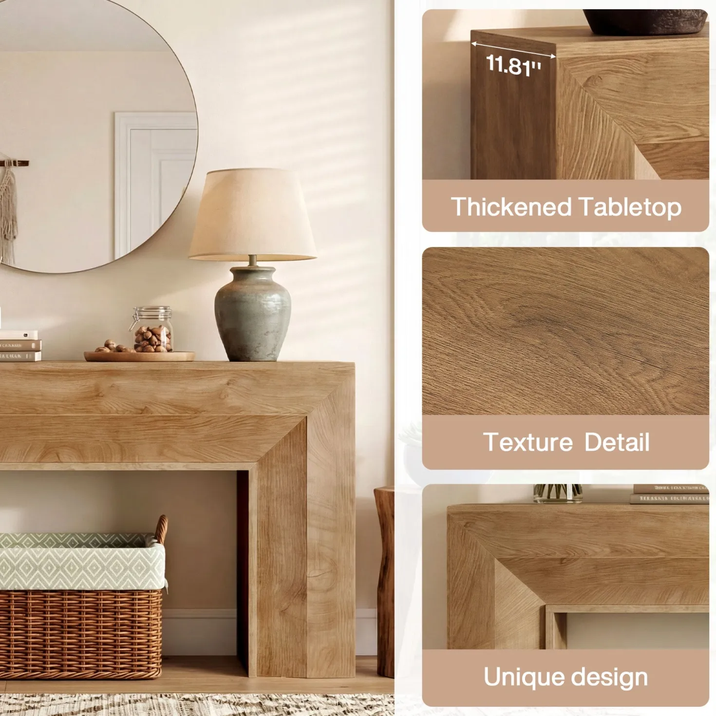 63" Console Table, Farmhouse Entryway Sofa Table for Hallway, Living Room