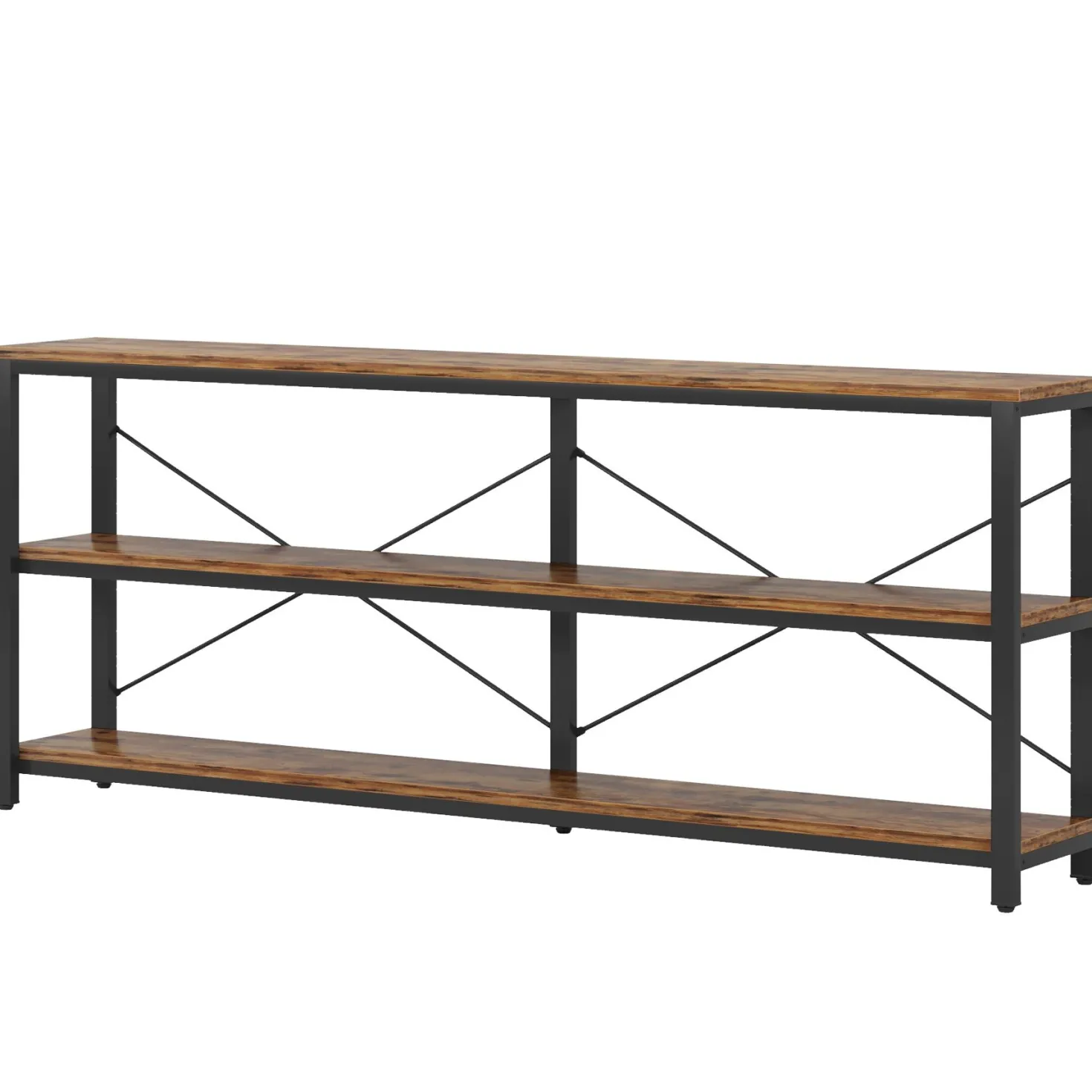 70.9" Console Table, 3-Tier Sofa Table with Metal Frame