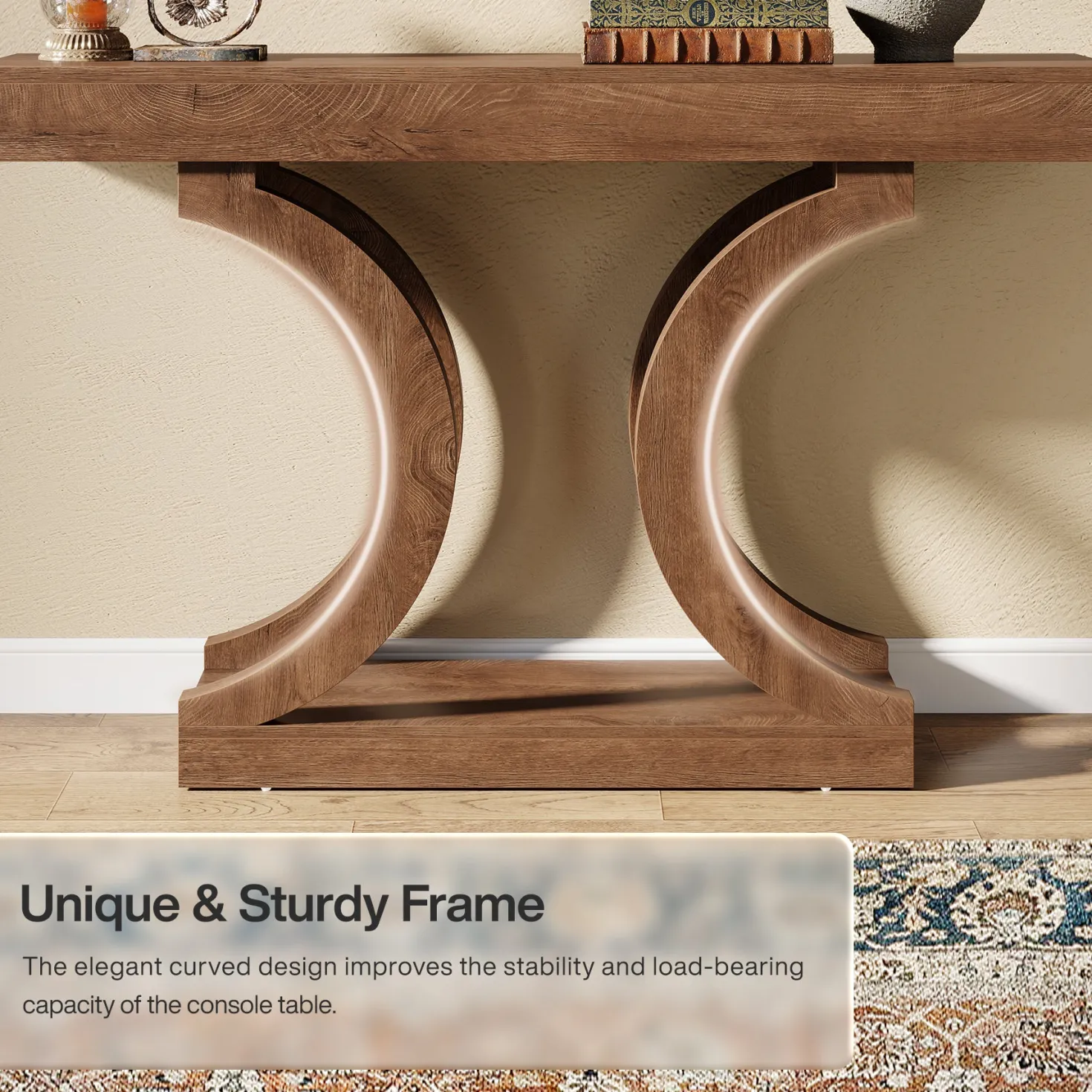 43.3" Console Table, Unique Sofa Table Behind The Couch with Curved Legs