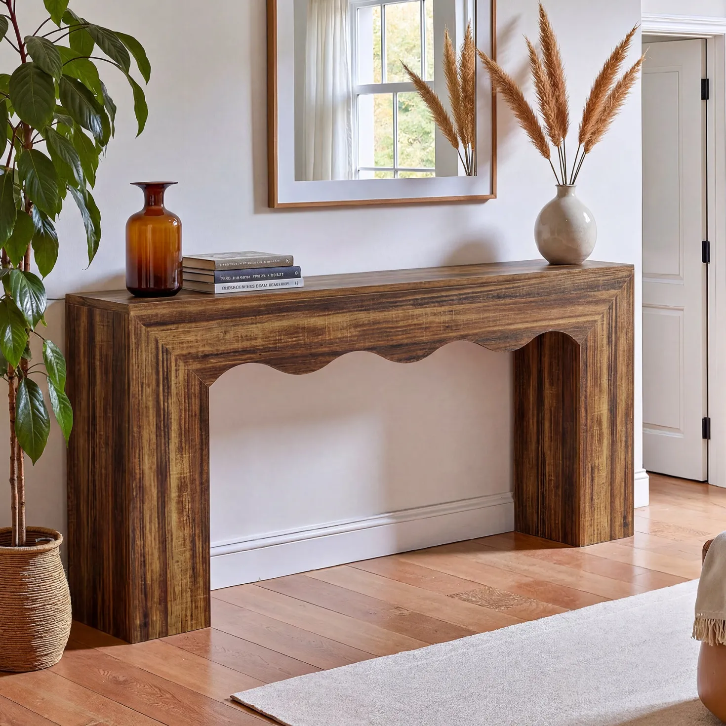 63" Console Table, Wooden Sofa Table Entryway Table with Storage