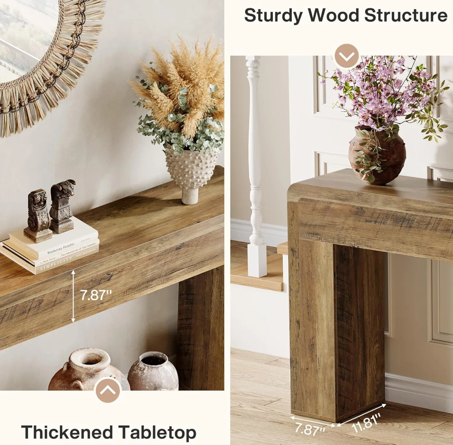70.9" Console Table, Wooden Sofa Table Entryway Console Foyer Table