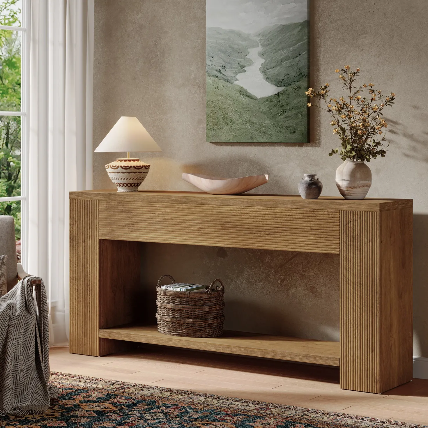 70.9" Console Tables, Farmhouse Sofa Table Hallway Table with Sturdy Legs