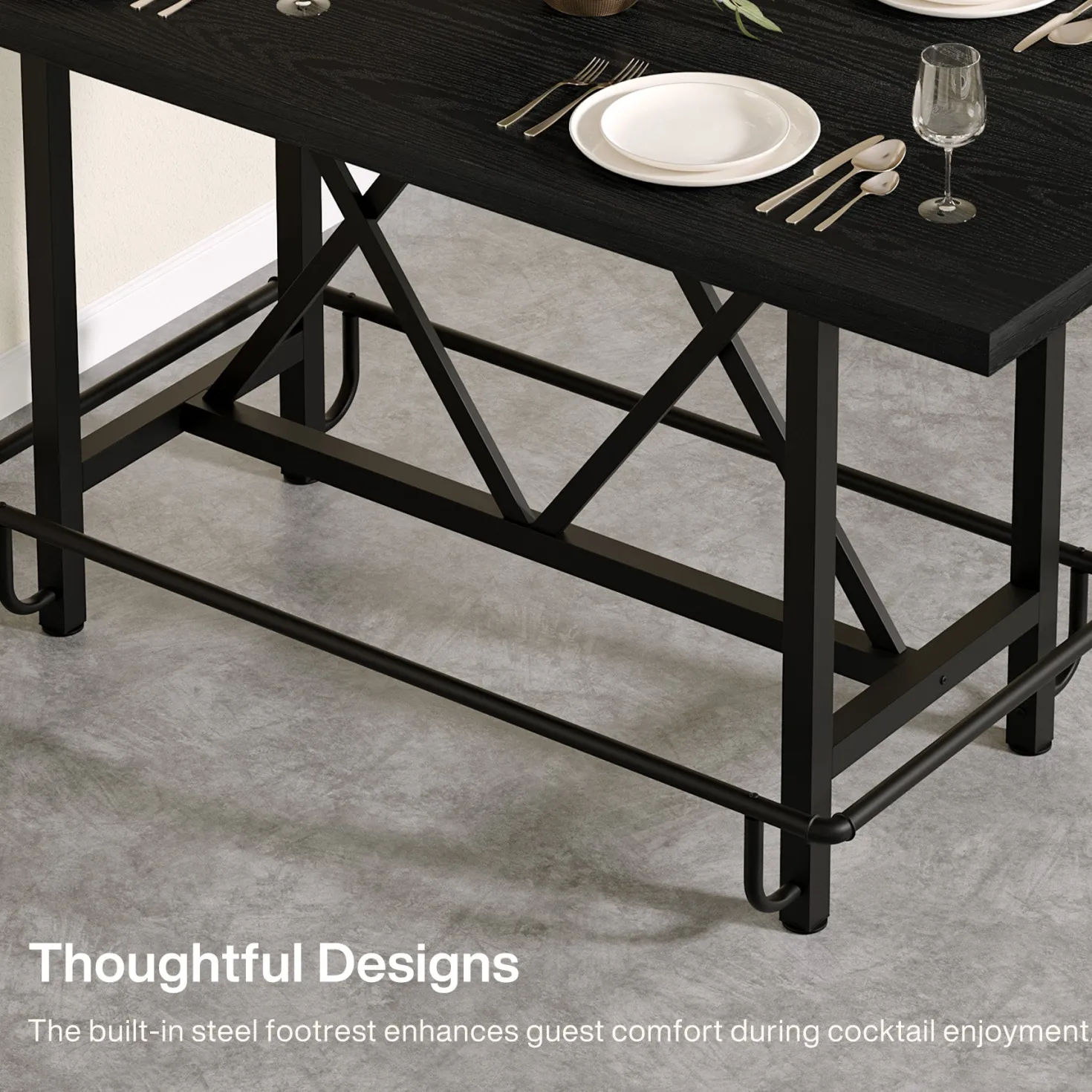62.99" Counter Height Bar Table, Rectangular Farmhouse Pub Table for Kitchen or Dining Area