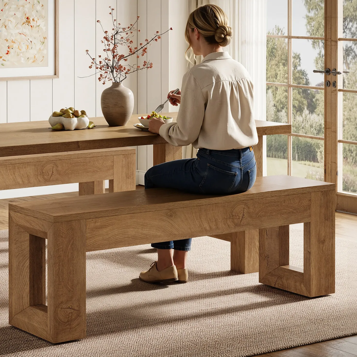 47" Dining Bench, Farmhouse Kitchen Dinner Bench Seat