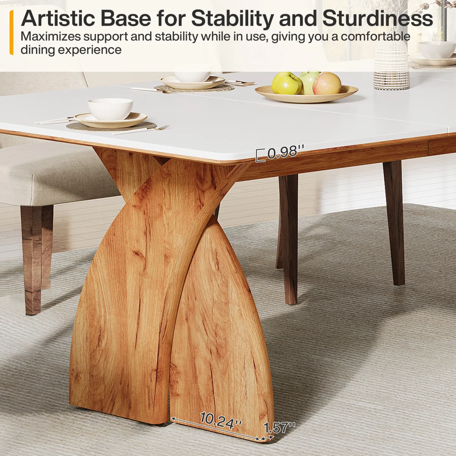 63" Dining Table for 6, Modern Kitchen Table with Heavy Duty Legs for Dining Room