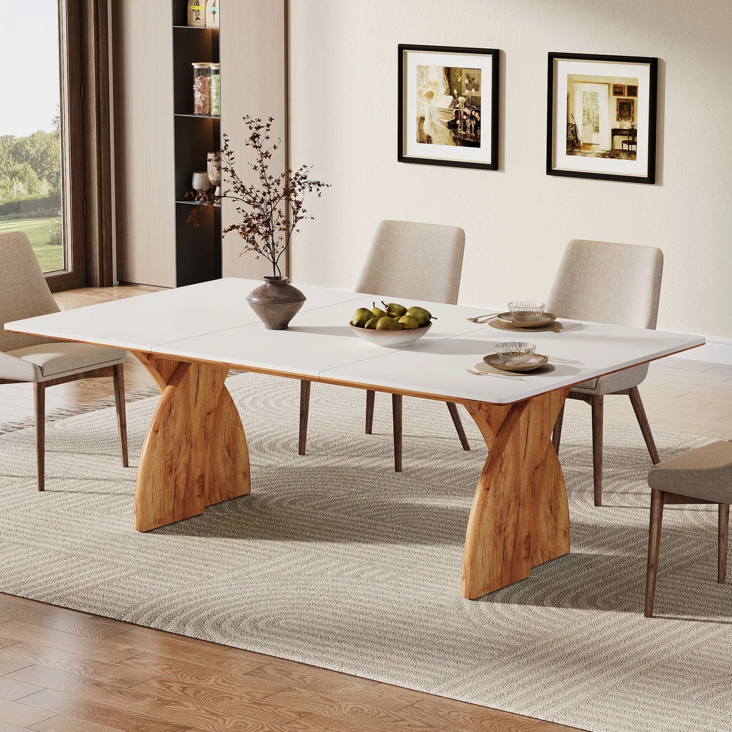 63" Dining Table for 6, Modern Kitchen Table with Heavy Duty Legs for Dining Room