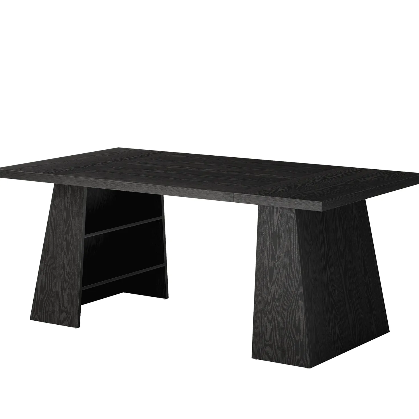 63" Dining Table for 4-6 People, Modern Kitchen Table with Storage Shelves