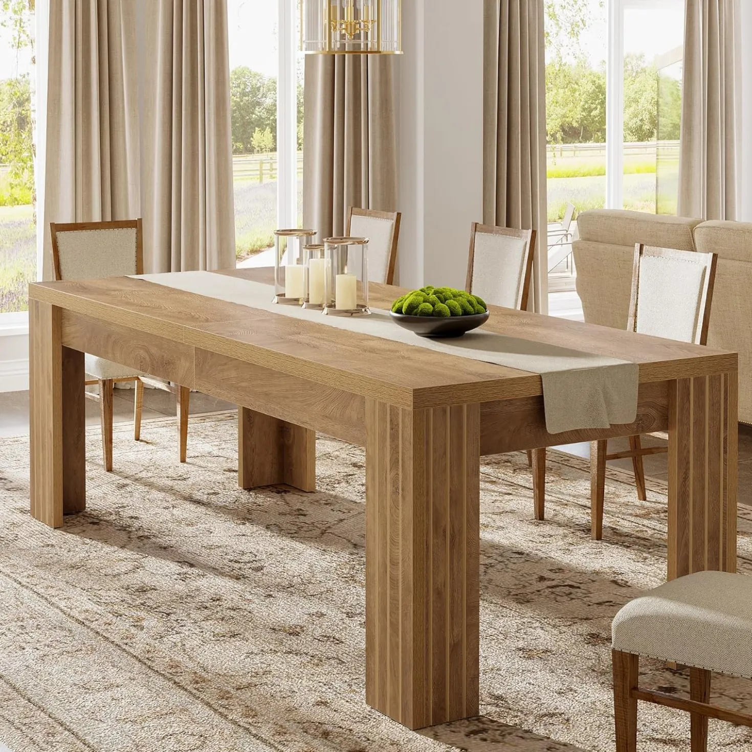 78.7" Dining Table, Rectangle Kitchen Dinner Table For 6