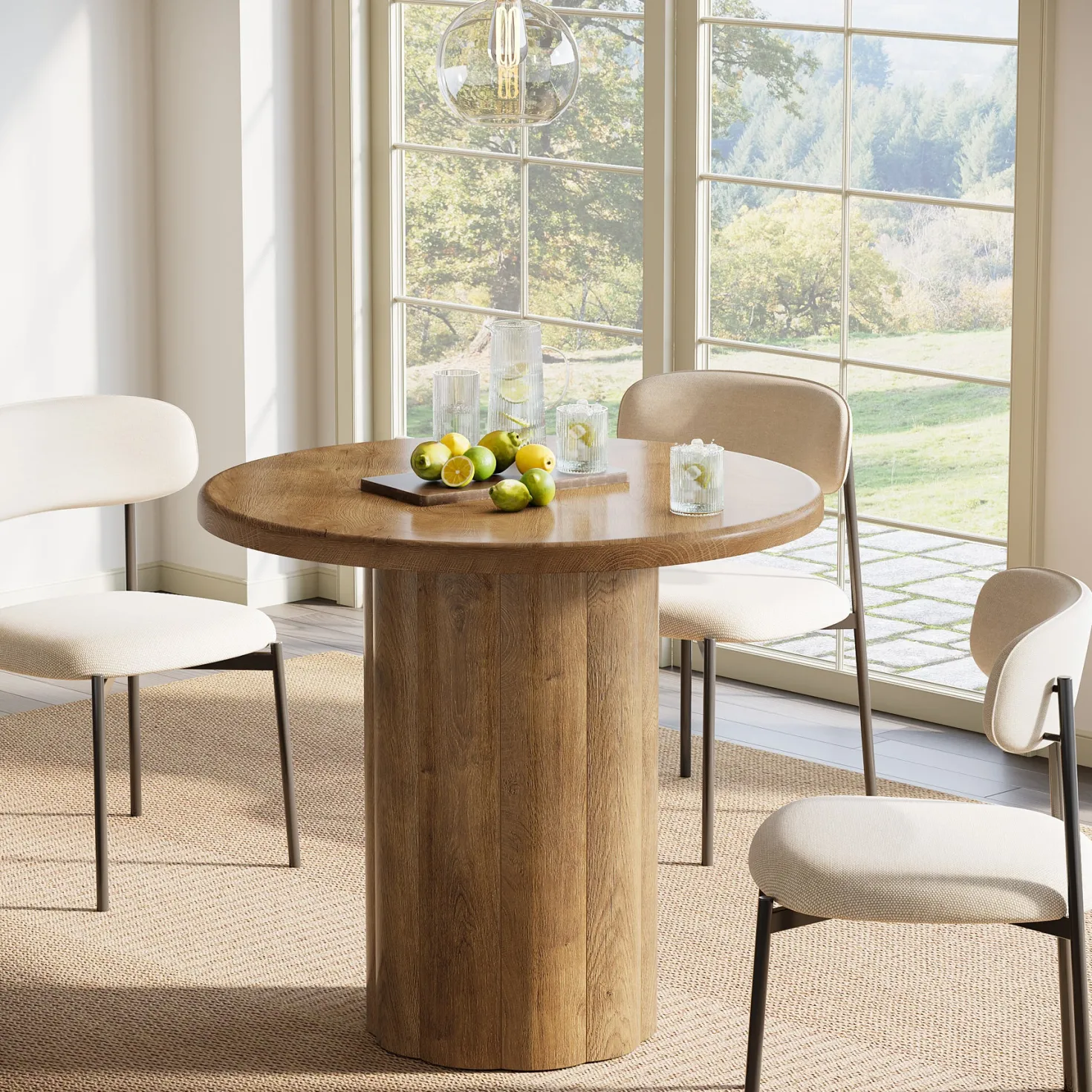 31.5" Dining Table, Small Round Kitchen Table with Sturdy Base for 2-4