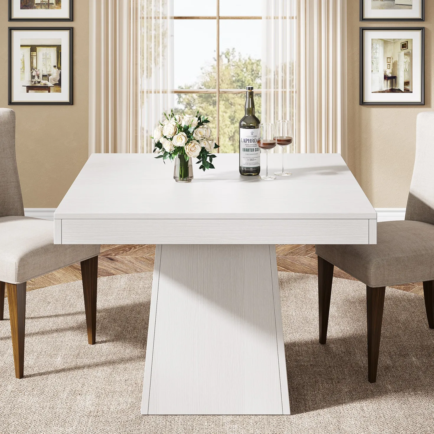 31.5" Dining Table, Square Farmhouse Kitchen Table Dinner Table for 4