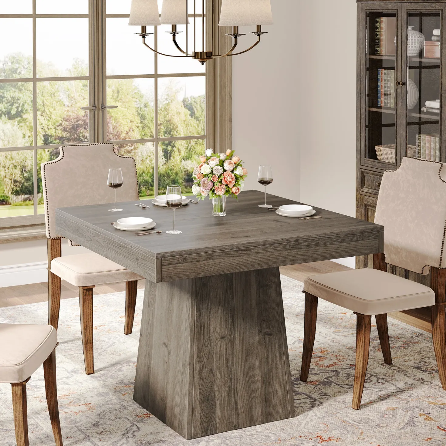 31.5" Dining Table, Square Farmhouse Kitchen Table Dinner Table for 4