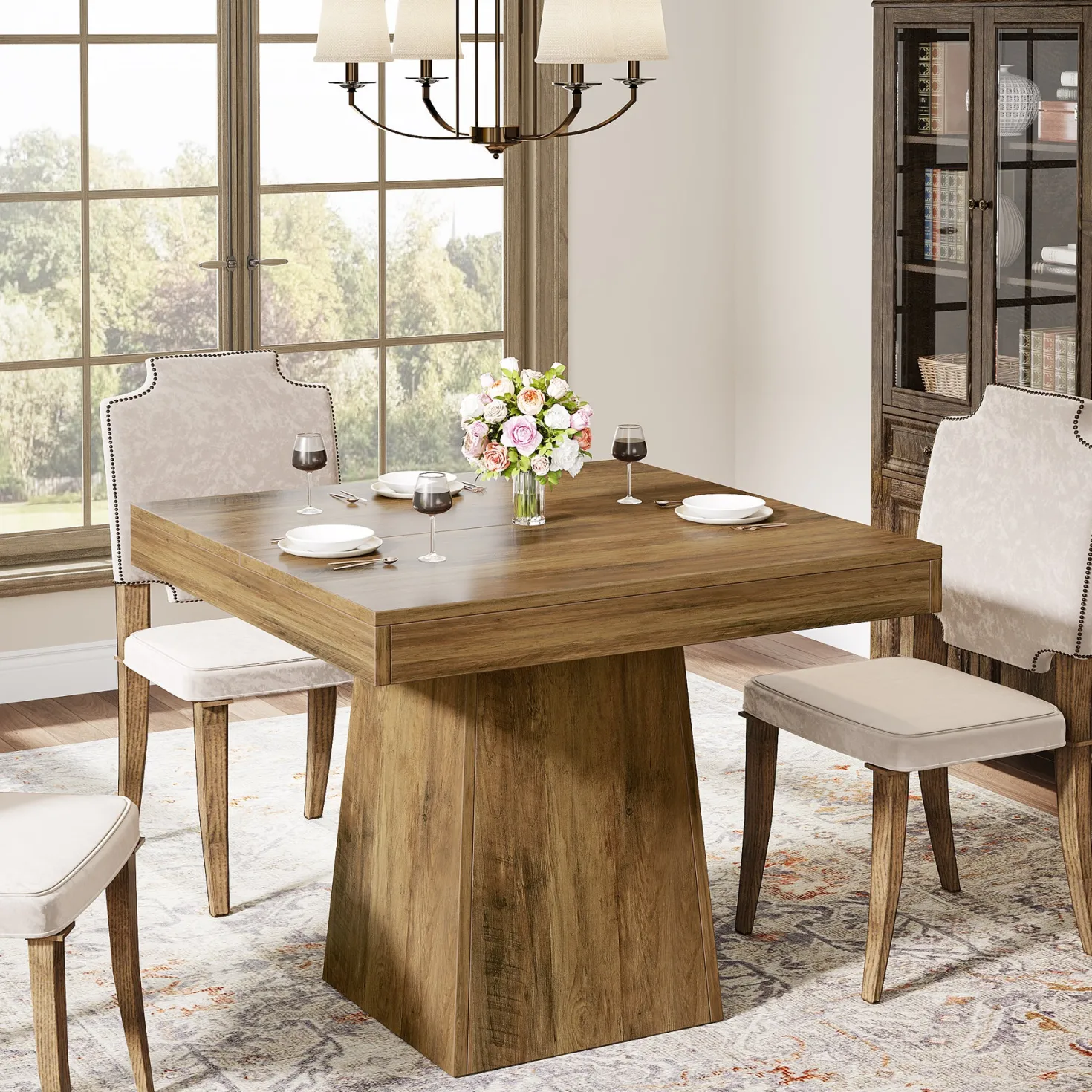 31.5" Dining Table, Square Farmhouse Kitchen Table Dinner Table for 4