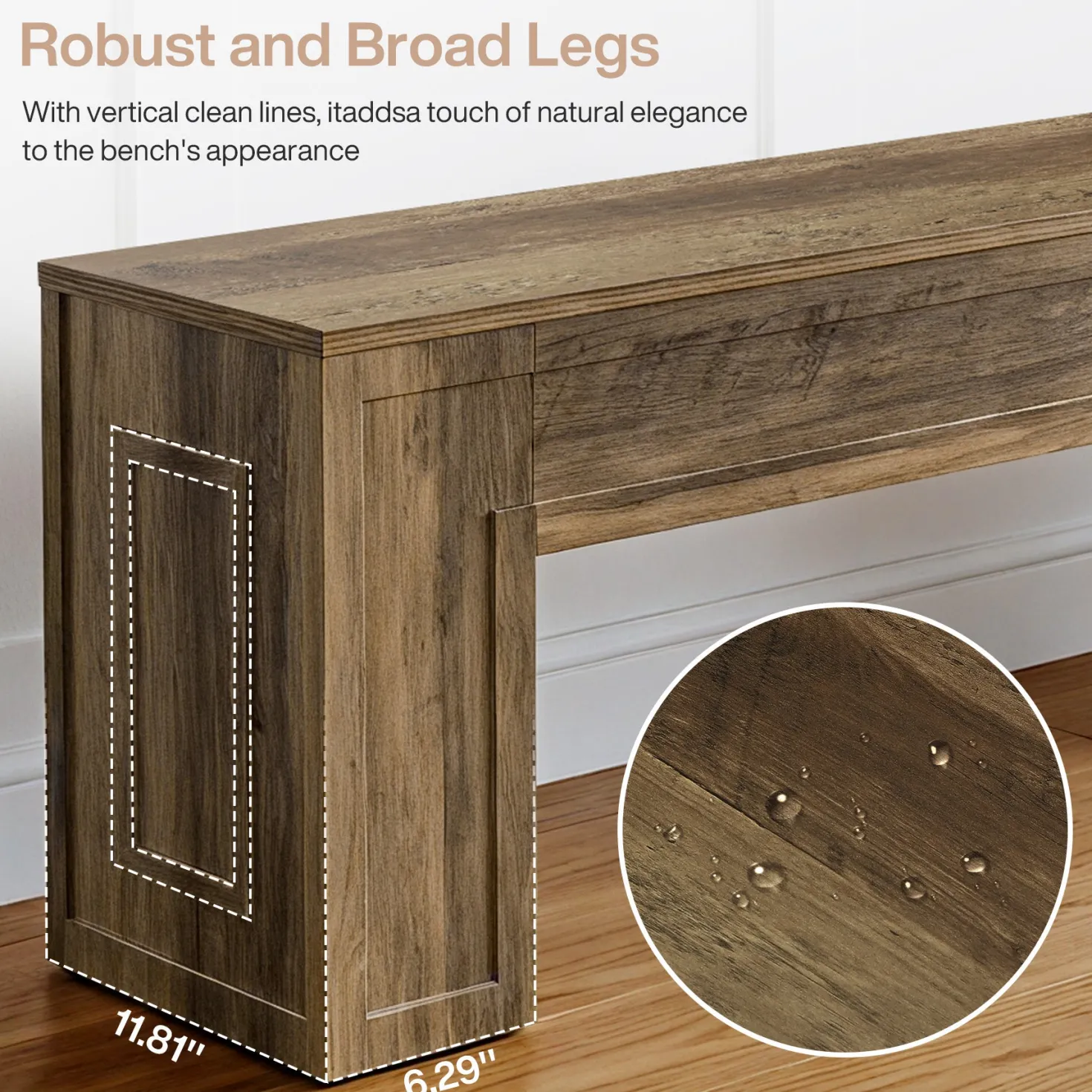 55" Entryway Bench, Indoor End of Bed Bench for Hallway