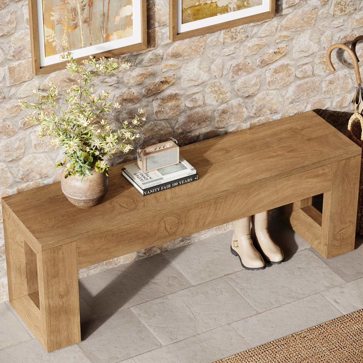 47" Entryway Bench, Sturdy Bench Seat End of Bed Bench