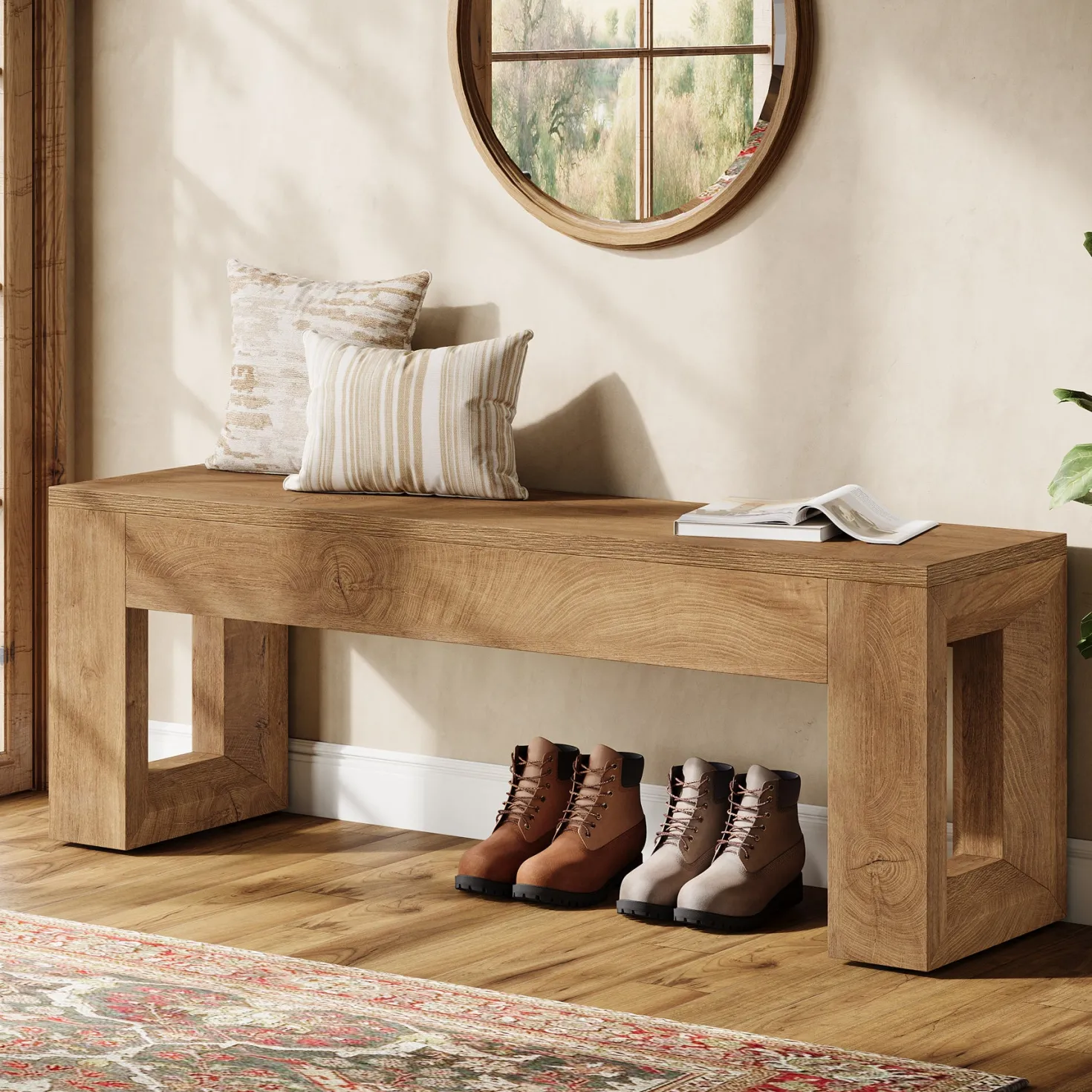 47" Entryway Bench, Sturdy Bench Seat End of Bed Bench