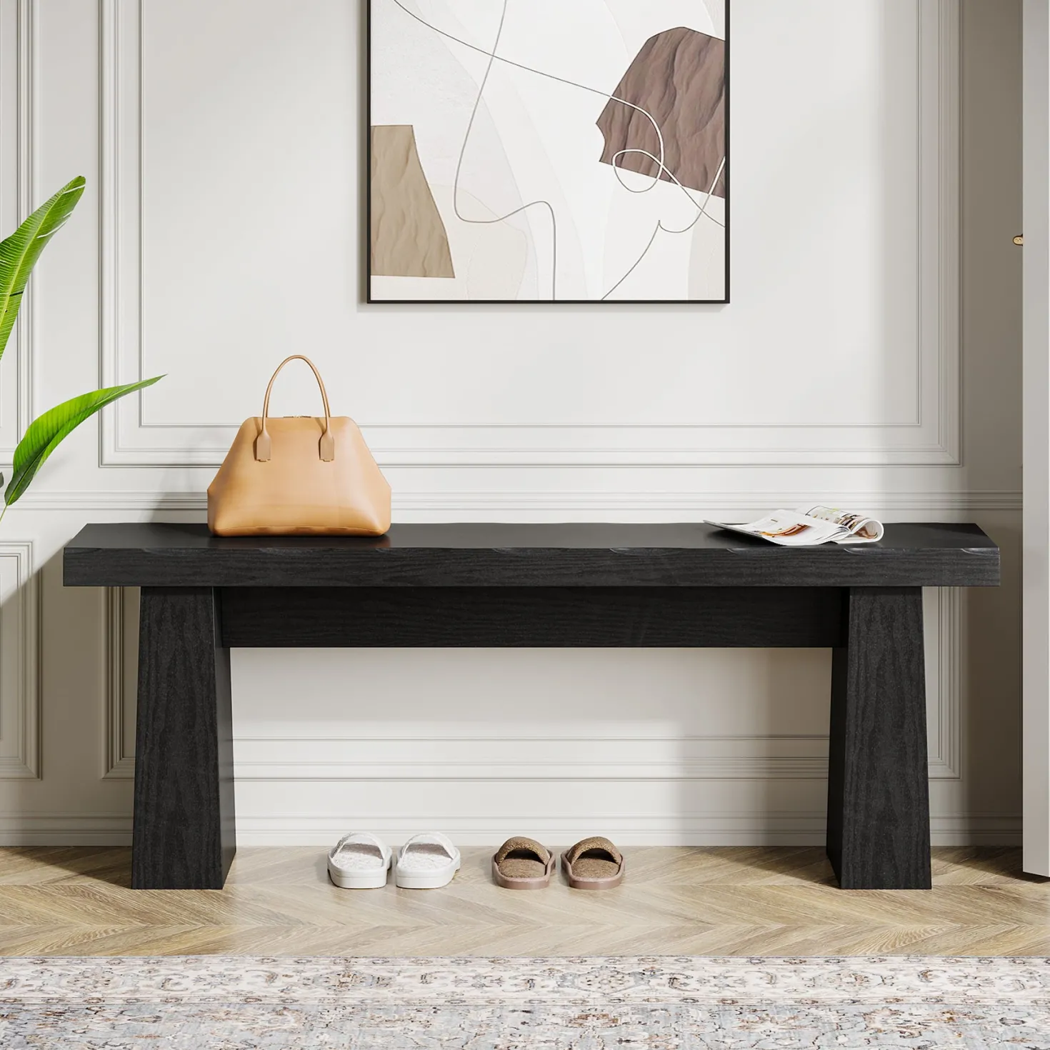 47" Entryway Bench, Wooden Dining Table Bench End of Bed Bench