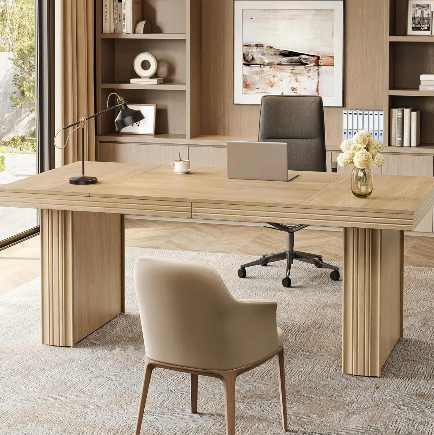 63" Executive Desk, Large Computer Desk with Heavy-Duty Legs