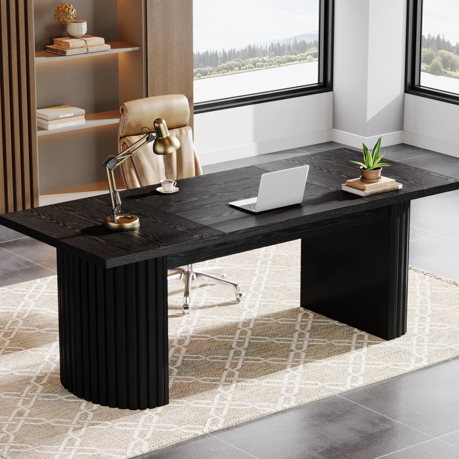 78.8" Executive Desk, Large Computer Office Desk with Double Pedestal