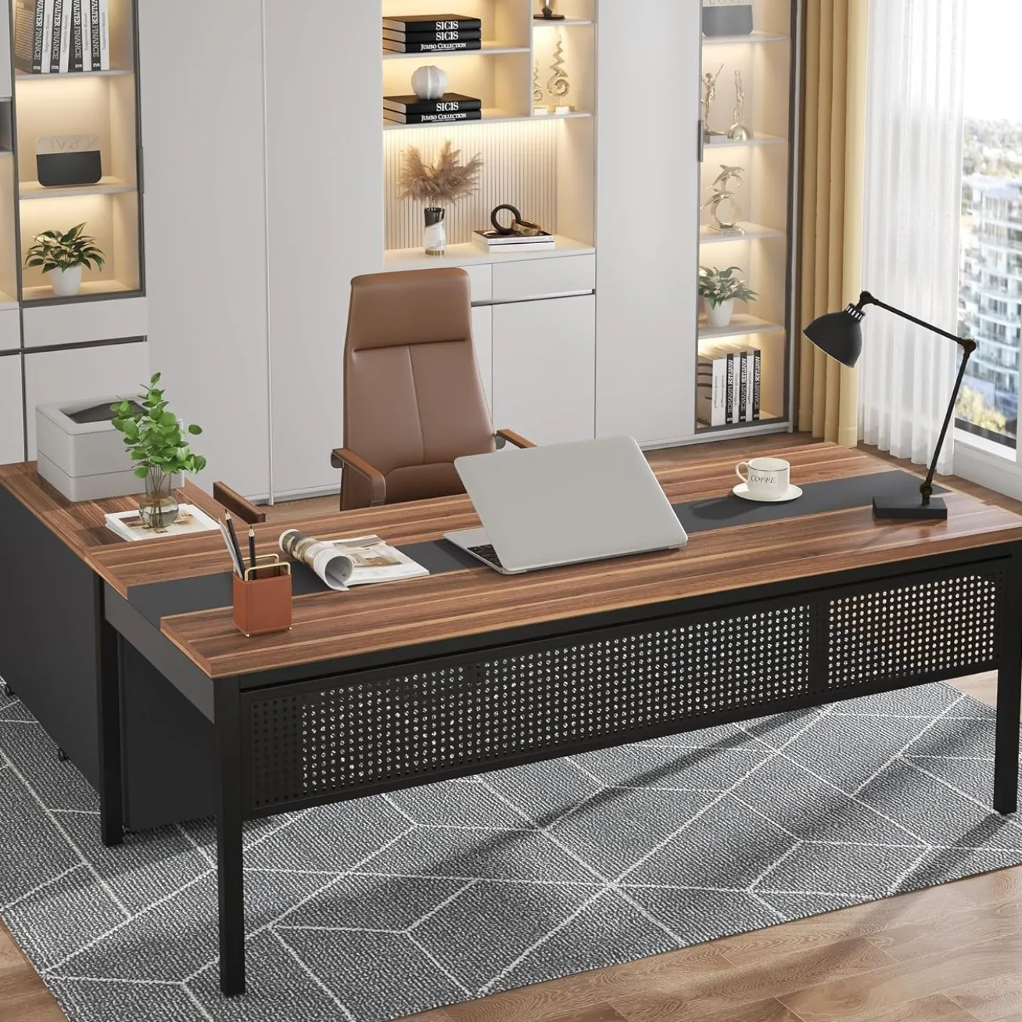 70.8" Executive Desk, Large Computer Desk Home Office Desk