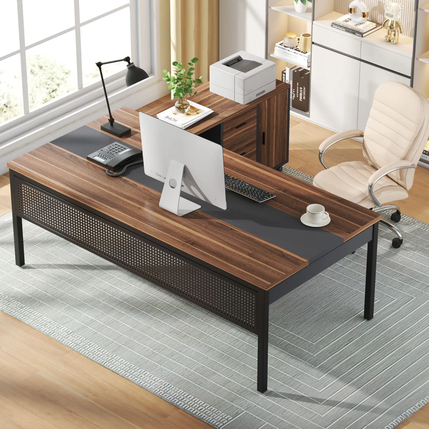 70.8" Executive Desk, Large Computer Desk Home Office Desk