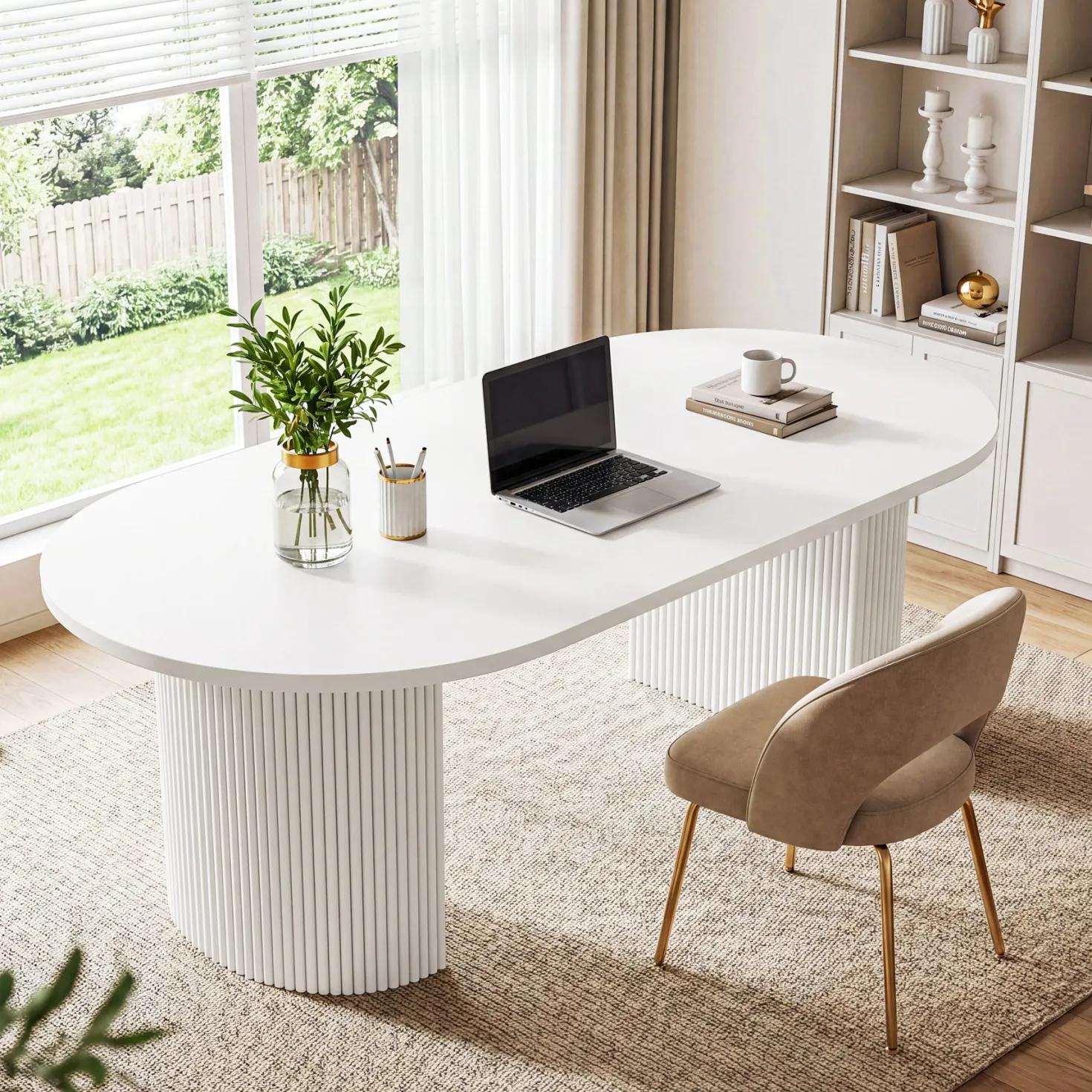 63" Executive Desk, Modern Computer Desk with Sturdy Base for Home Office