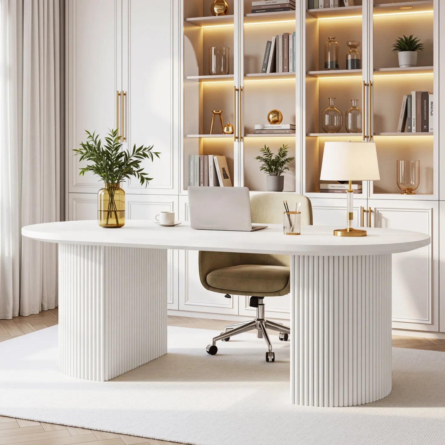 63" Executive Desk, Modern Computer Desk with Sturdy Base for Home Office