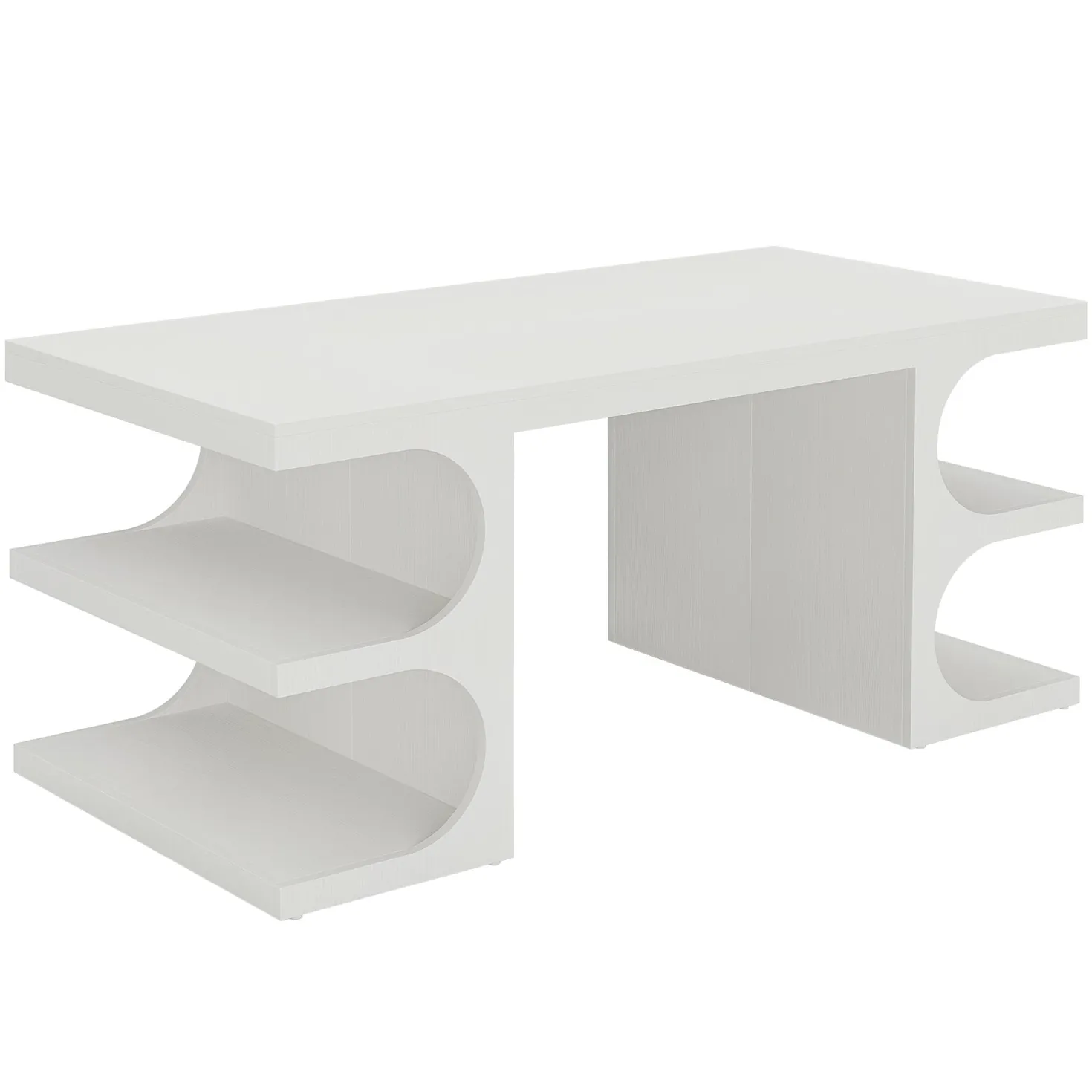 62" Executive Desk, Modern Office Computer Desk with Storage Shelves
