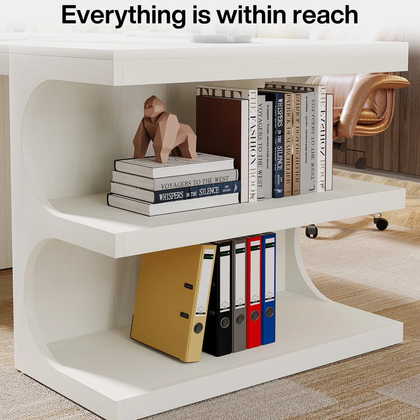 62" Executive Desk, Modern Office Computer Desk with Storage Shelves
