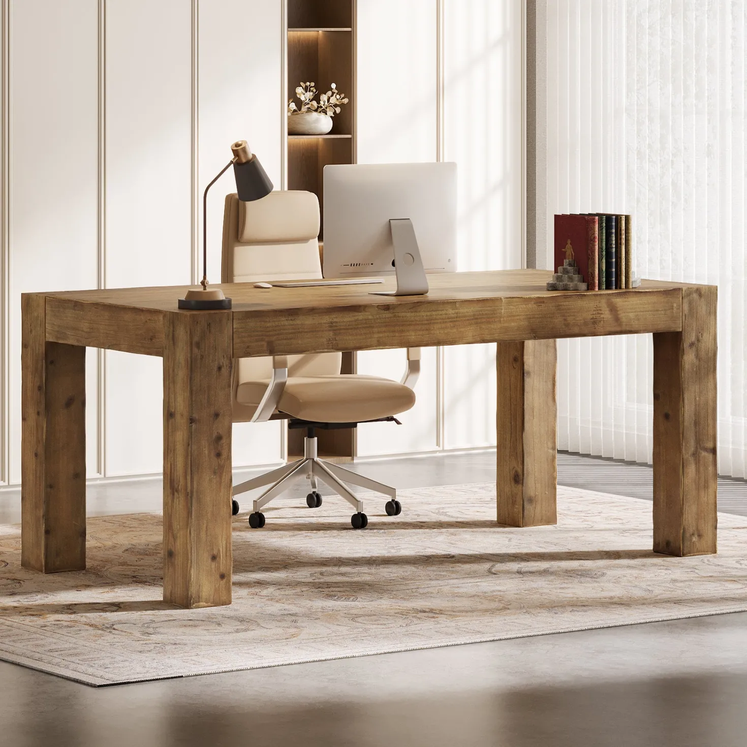 63" Executive Desk, Office Computer Desk with Thick Desktop
