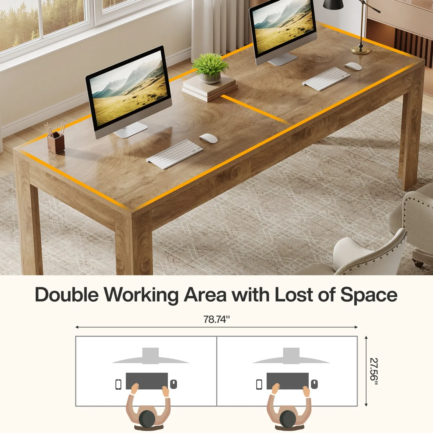 78.7" Executive Desk, 2-Person Desk Computer Office Desk Workstation