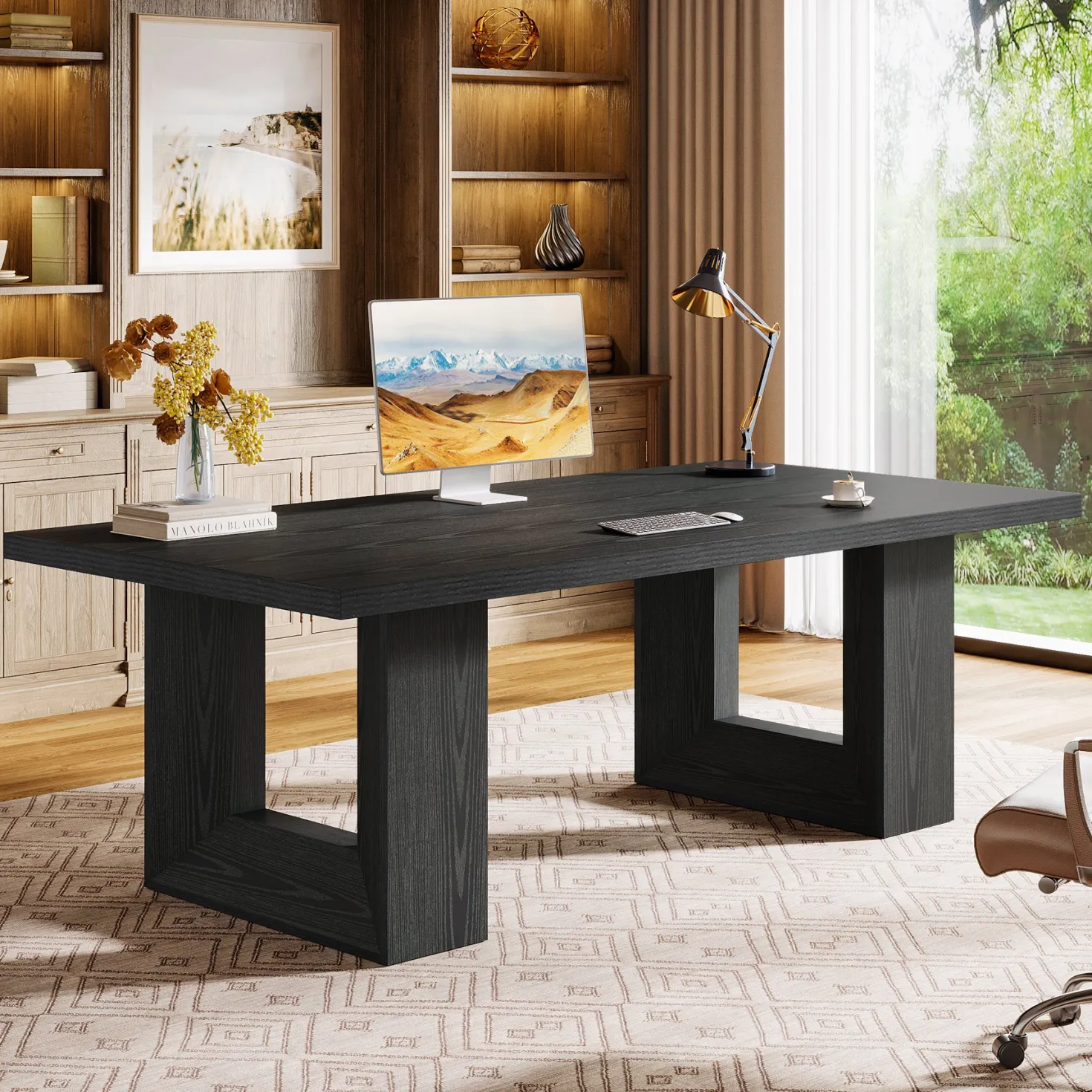 62.99" Executive Desk, Rectangular Computer Desk Conference Table for 6-8