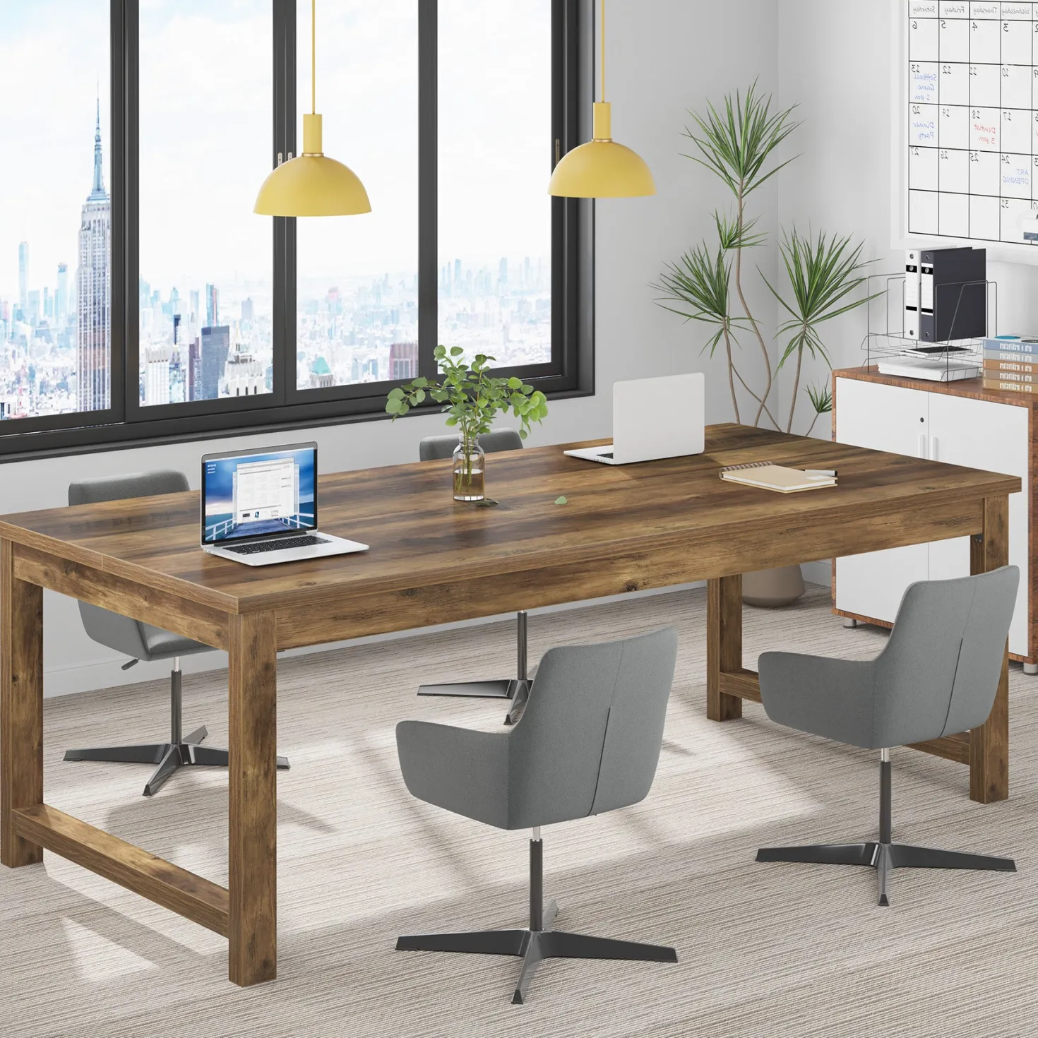63" Executive Desk, Sturdy Home Office Computer Desk Writing Table
