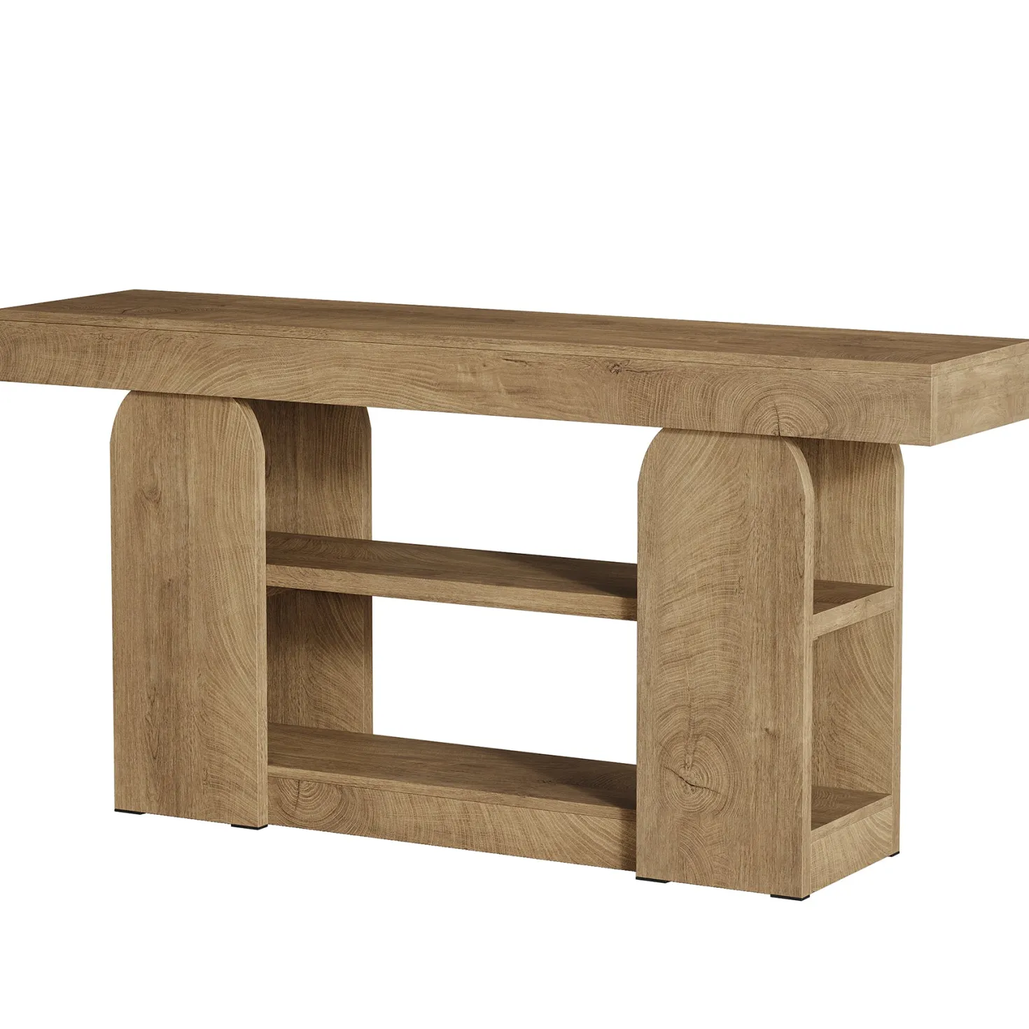 63" Farmhouse Console Table with Storage Shelves, 3-Tier Narrow Entryway Sofa Table for Hallway & Living Room